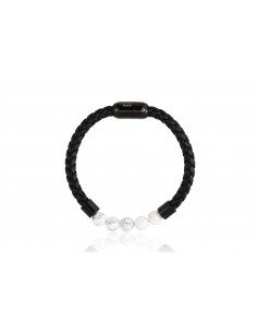 Bracelet Cuir Tressé et pierres Howlite 8mm