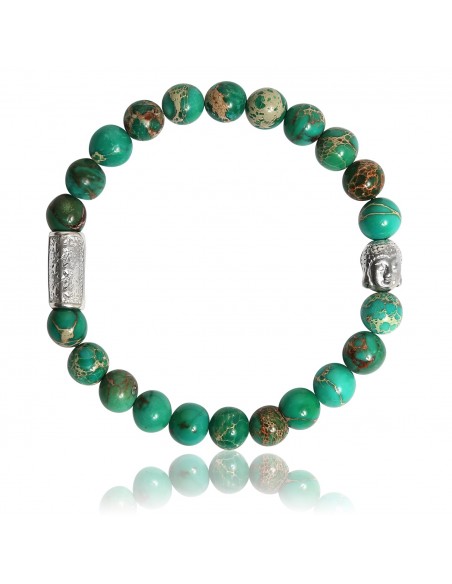 Bracelet Jaspe de Mer Vert et Bouddha