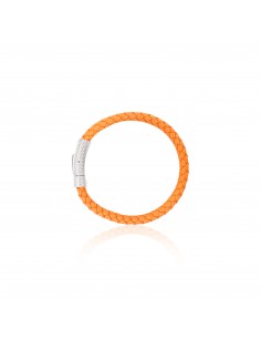 Bracelet Cuir Tressé Orange