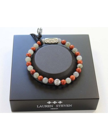 Bracelet 6 mm Labradorite / Jaspe Rouge et Prospérité