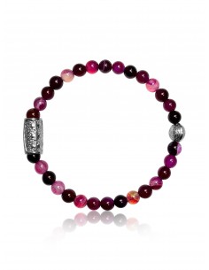 Bracelet 6 mm Agate Rose et Talisman de Prospérité