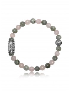 Bracelet 6 mm Labradorite / Quartz Rose et Prospérité