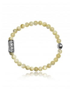 Bracelet 6 mm  Nacre et Talisman de Prospérité