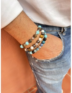 Bracelet White Howlite / Tiger Eye / Hematite and Prosperity 2