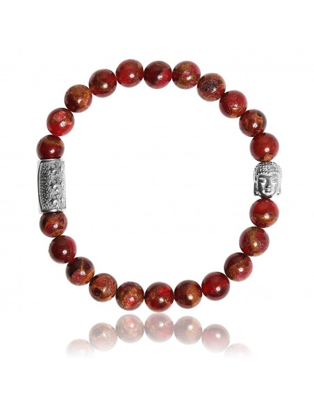 Bracelet Jaspe Rouge et Bouddha