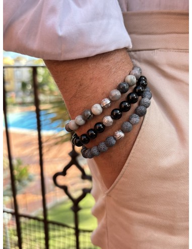 Bracelet Black Agate Stone and Prosperity - Natural stones