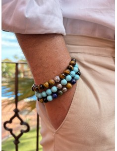Bracelet Turquoise / Black Agate / Lapis Lazuli / Tiger Eye and Prosperity 2