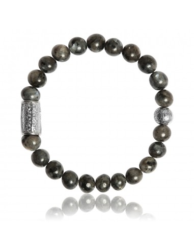 Bracelet Larvikite Grey and Prosperity symbol