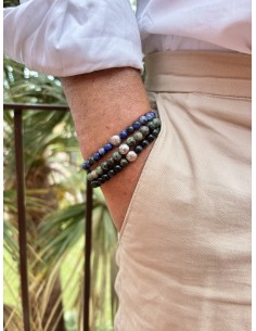 Bracelet 6 mm Lapis Lazuli et Talisman 2