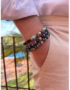 Bracelet Oeil de Tigre Mat  / Oeil de Tigre Vert et Talisman de Prospérité 2