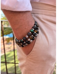 Bracelet Agate Noire / Hématite et Talisman de Prospérité 2