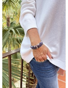 Bracelet 6 mm  Améthyste / Sodalite Africaine / Hématite  et Talisman de Prospérité 2