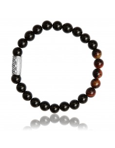 Bracelet Agathe Noire et Oeil de Tigre Rouge