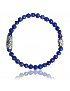 Bracelet 6 mm Lapis Lazuli et Bouddha