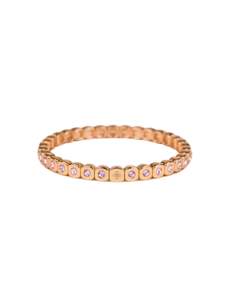 Bracelet Métal émaillé Strass Rose Poudré