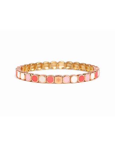 Bracelet Métal émaillé Slim Blanc - Pastèque - Rose Dragé