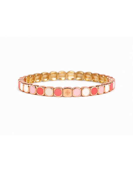 Bracelet Métal émaillé Slim Blanc - Pastèque - Rose Dragé