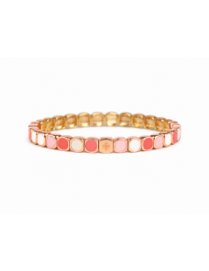 Bracelet Métal émaillé Slim Blanc - Pastèque - Rose Dragé