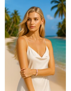 Bracelet Métal émaillé Prestige Blanc - Pastèque - Rose Dragé 2