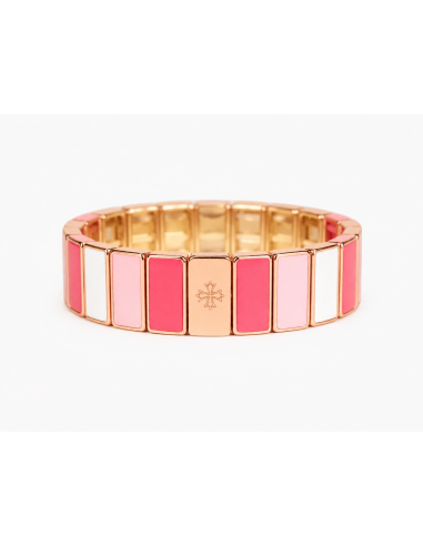 Bracelet Métal émaillé Prestige Blanc - Pastèque - Rose Dragé