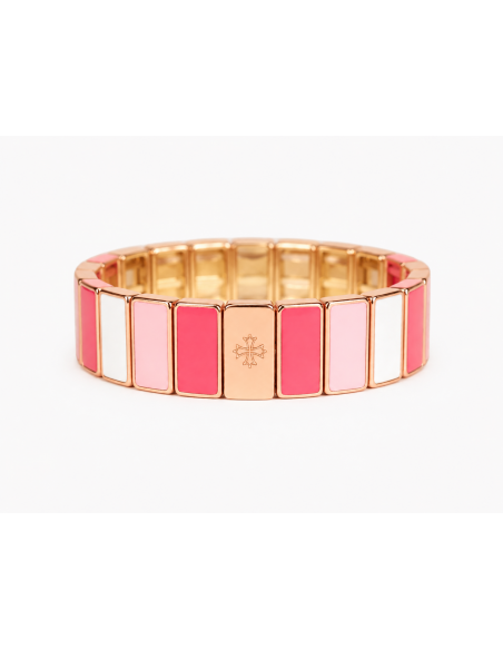 Bracelet Métal émaillé Prestige Blanc - Pastèque - Rose Dragé