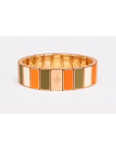 Bracelet Métal émaillé Prestige Crème - Kaki - Abricot
