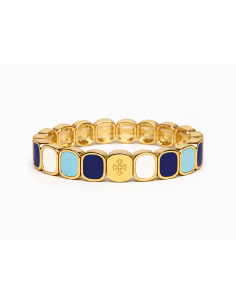 Bracelet Métal émaillé Blanc - Saphir - Azur