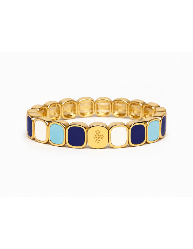 Bracelet Métal émaillé Blanc - Saphir - Azur