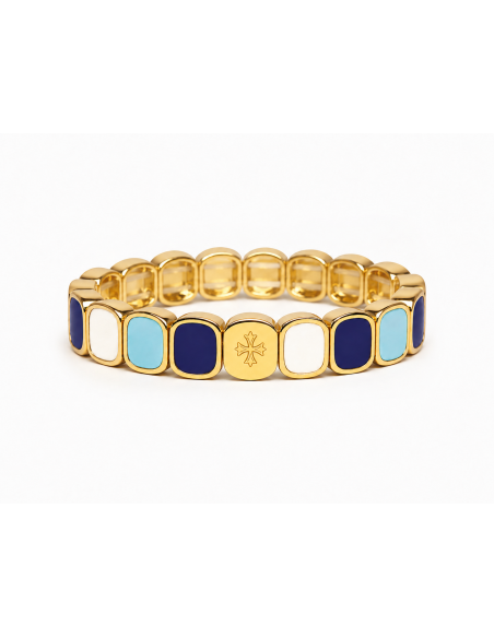 Bracelet Métal émaillé Blanc - Saphir - Azur
