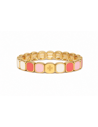 Bracelet Métal émaillé Blanc - Pastèque - Rose Dragé