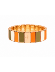 Bracelet Métal émaillé Prestige Crème - Kaki - Abricot