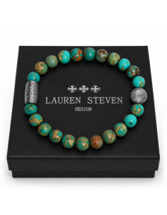 Bracelet Jaspe de mer turquoise et Talisman 2