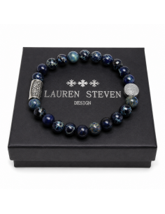 Bracelet Jaspe de Mer Bleu Foncé et Talisman 2