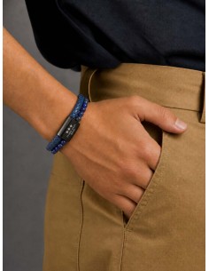Bracelet Cuir Tressé et pierres Lapis Lazuli 2