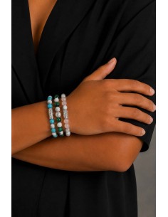 Bracelet  Howlite / Oeil de Tigre Vert et Prospérité 2
