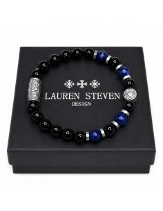 Bracelet Agate Noire / Lapis Lazuli et Talisman 2