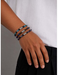 Bracelet 6 mm  Agate Noire / Jaspe de mer / Phoenix / Turquoise et Talisman de Prospérité 2