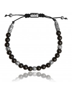 Bracelet Ajustable Agathe Noire et et Argent de Bali