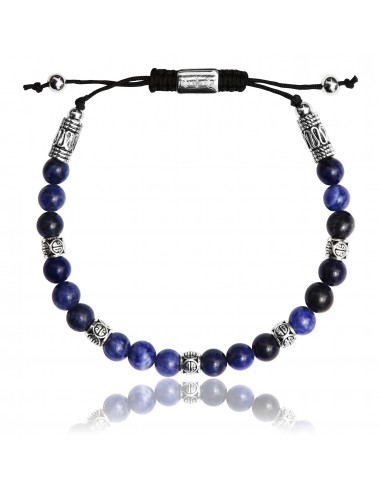 Bracelet Ajustable Shamballa Sodalite Brésilienne et Argent