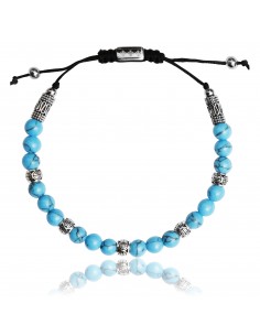 Bracelet Ajustable Shamballa Turquoise et Argent