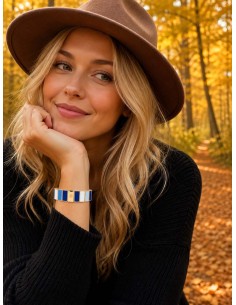 Bracelet Métal émaillé Prestige Blanc - Saphir - Azur 2