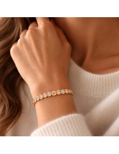 Bracelet Métal émaillé Strass Blanc 2