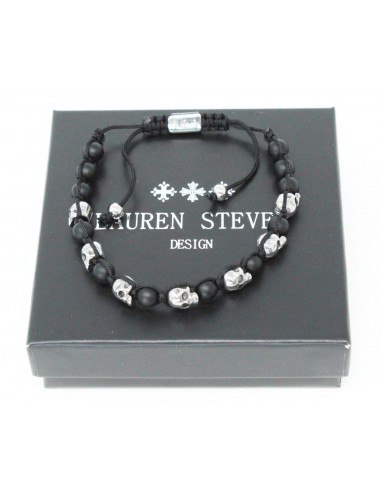 Bracelet Shamballa Skull Onyx Noir