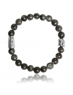 Bracelet Larvikite Grise et Bouddha