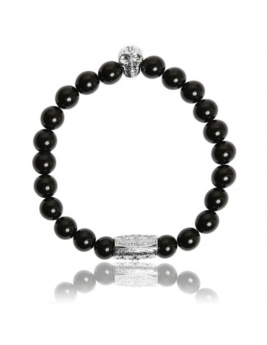 Bracelet Agate Noire et Skull