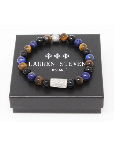 Bracelet Agate noire / lapis lazuli / oeil de tigre