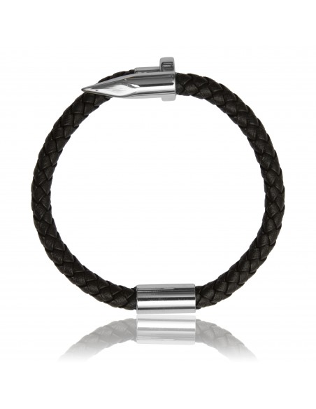 Bracelet Cuir Tressé Howlite et Onyx Noir Mat