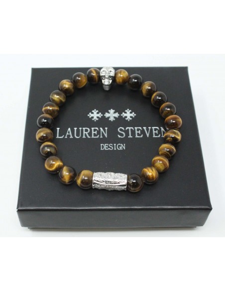 Bracelet Oeil de Tigre et Skull