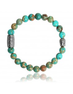 Bracelet Jaspe de Mer Turquoise et Bouddha