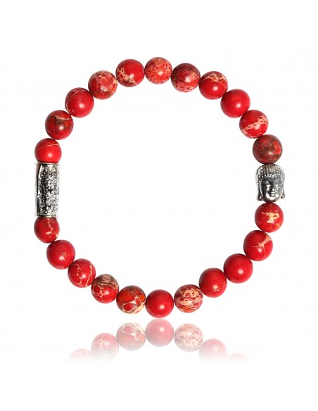 Bracelet Jaspe de Mer Rouge et Bouddha